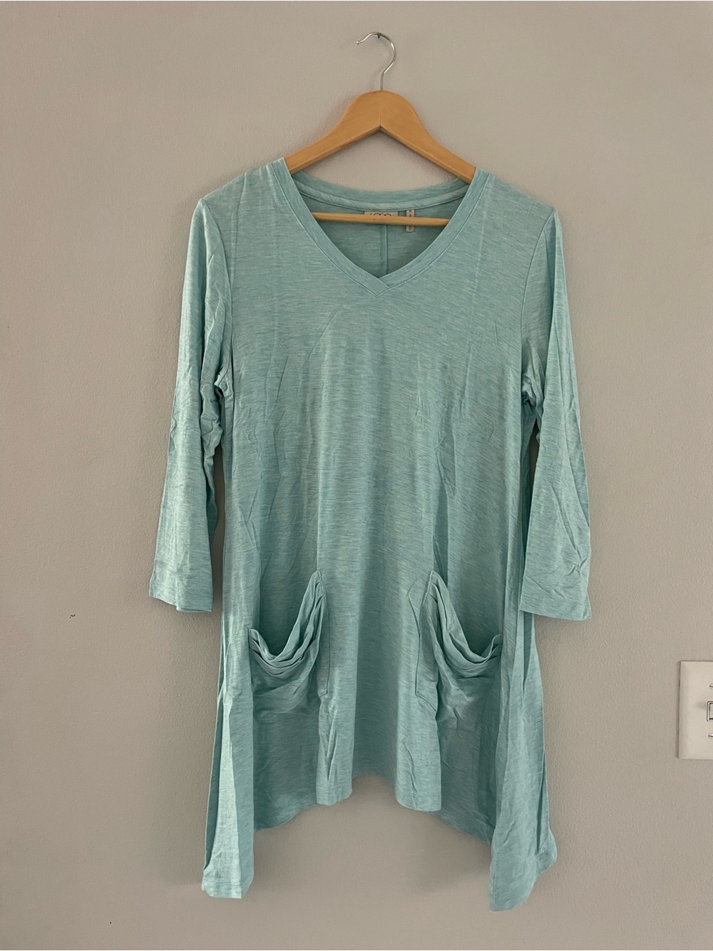 LOGO by Lori Goldstein Seafoam V-Neck Tunic with Pockets